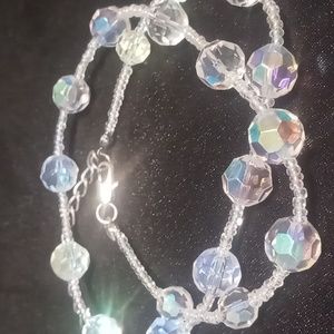 Opalescence crystal beaded necklace with seed beads lobster clasp .16+4 inches